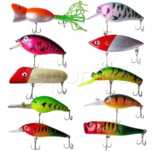 Kit De 10 Señuelos Surtidos Pesca Tarariras Dorado Calidad