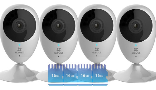 Kit X4 Camara Seguridad Wifi 1080p Ezviz + 4 Memorias 16gb