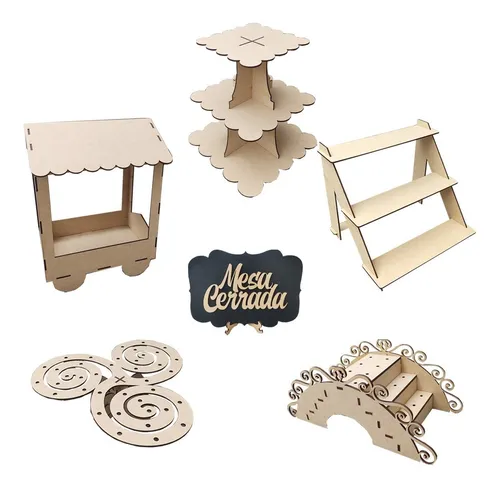 comprar Kit 6 Exhibidores Mesa De Dulces Candy Bar Mdf E 