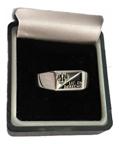 Anillo Graduaci n Derecho Plata Rectangular
