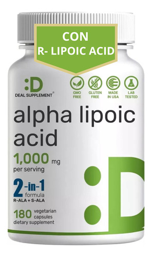 Ácido Alfa Lipoico Capsulas Alpha Lipoic 1000mg Antioxidante