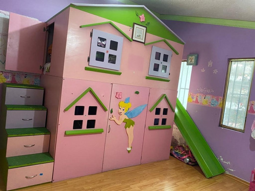 Casita Litera, Recamara Para Niñas Con Resbaladilla Cajones