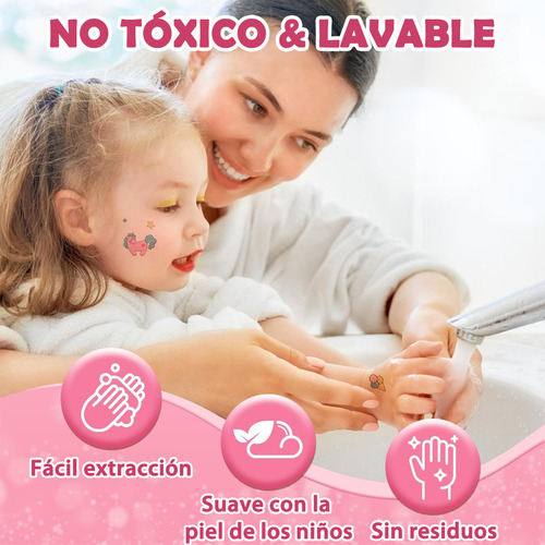 Set de Maquillaje Lavable y no Tóxico para Niñas con Bonita Mochila ce Almacenamiento Color Rosa Zacrox
