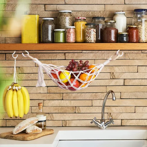 Hamaca De Frutas Bajo Gabinete, Macrame, Ahorra Espacio, Mod