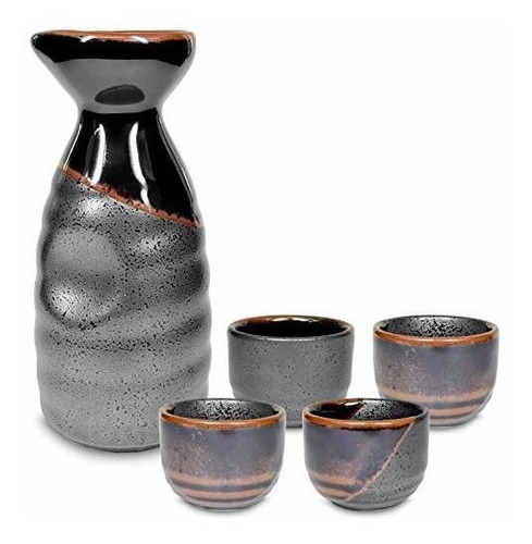 Juego De Sake Tradicional Japonés Mino Ware, Botella Tokkuri