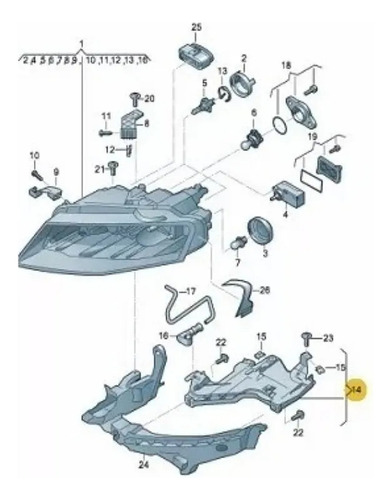 Guia Base Suporte Farol Audi A4 2009 2010 2011 2012 Direito