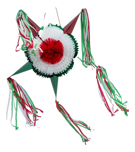 Piñata Papel Picado Decorativa Tricolor Plegable 54cm Color Verde