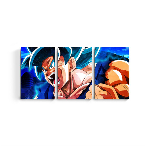 Cuadro Triptico Dragon Ball Super Goku Super Saiyan Blue 