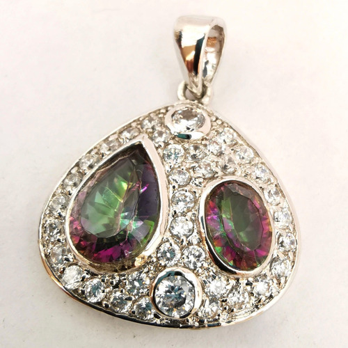 Imagen 4 de 5 de Dije Con Topacios Rainbow Y Zirconias Plata Laminada .925