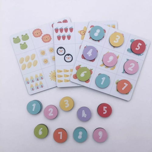 Imagen 2 de 3 de Juego Didáctico Para Asociar Números Con Fichas De Madera