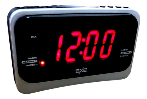 Radio Fm Reloj Despertador Sxe Alambrico Batería Puerto Usb Color Plateado