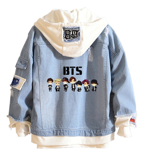 Chamarra Con Capucha De Mezclilla Casual Kpop Bts T