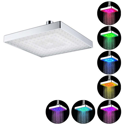 Ducha De Lluvia Cuadrada De Pared Con Luces Led