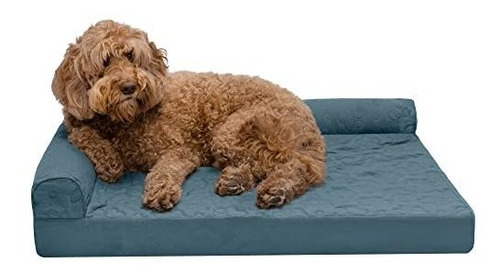 Furhaven Pinsonic Quilted Paw L Shaped Chaise Egg Crate Cama