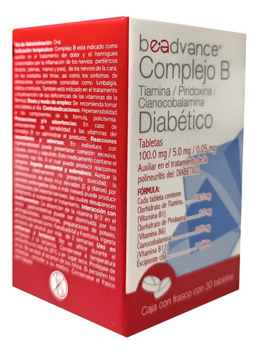 Complejo B Para Diabetico 100mg/5mg/0.05mg C/30 Tabs