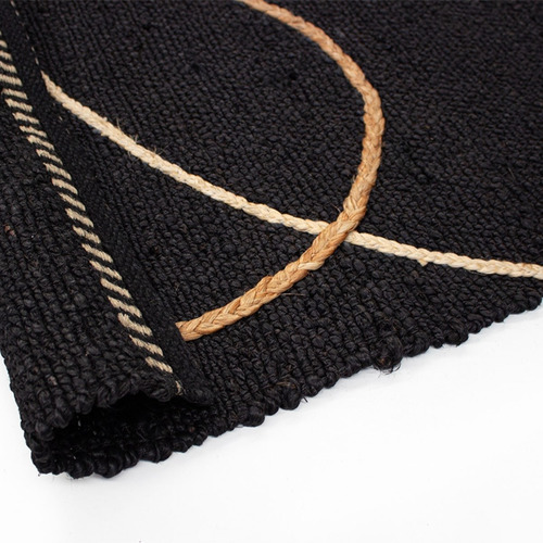 Tapete Decorativo Yute Dib Trace 120x170 Cm Modelo Black Ancho 120 Cm Color Negro Largo 170 Cm