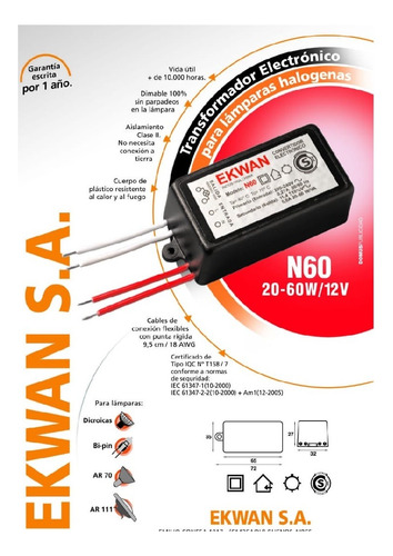 Transformador Electrónico 12v 60w (dicroica/bipin/ar111) 