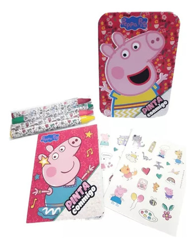 Lata Peppa Pig Con Libro Para Pintar - Premium