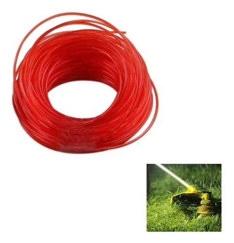 Fio Nylon Roçadeira Linha Cortar Aparar Grama 20 Metro 2,7mm Cor Vermelho