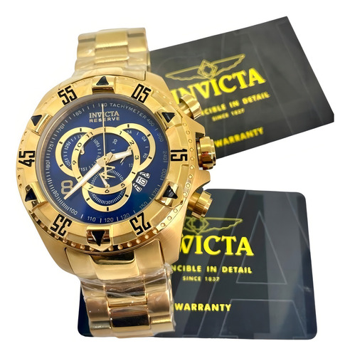 Relógio Invicta Reserve Excursion 6469 Dourado Azul 18k +