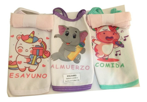 Set X3 Baberos Para Bebe + 2 Limpiababitas Para Cada Comida