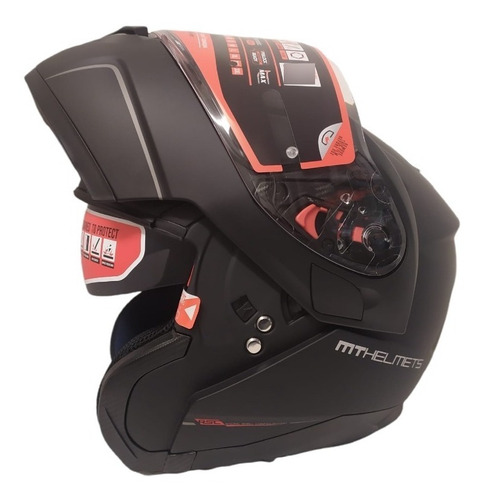 Casco Mt Atom Rebatible Negro Mate Con Lentes