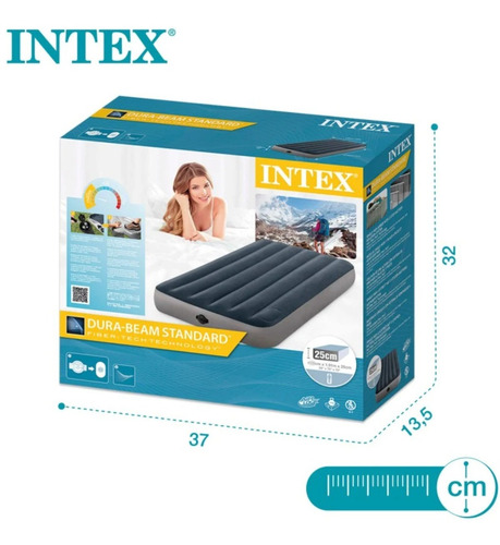 Kit Colchon Inflable 1 Plaza Combo Con Bomba Aire Incluida