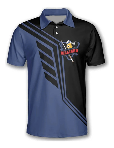 Camiseta Polo De Manga Corta Impresa En 3d De Billar Tennis