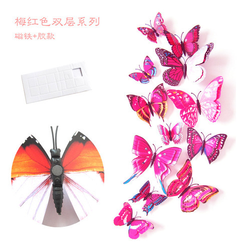 108 Pegatinas De Mariposas 3d Para Decoración De Pared Color Rojo