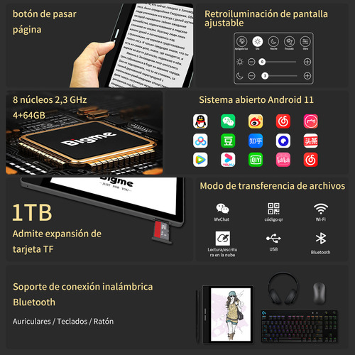 . Leitor Eletrônico Bigme B751c De 7 Cores Com Tela