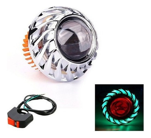 Motorcycle Led Headlight Double Halo Green Angel Eyes