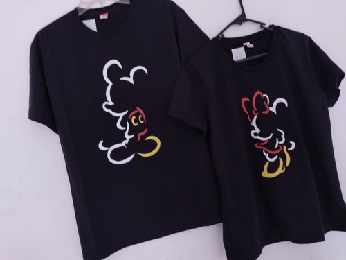 Set 3 Playeras Mickey Minnie Silueta