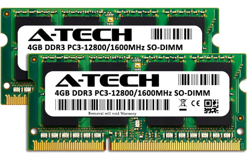 A-tech 8 Gb (2 X 4 Gb) Ddr3 1600 Mhz Pc3-12800 Cl11 Sodimm 2