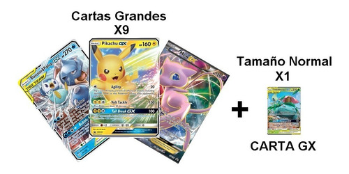 Pokemon Tcg 9 Cartas Grandes + 1 Carta Gx