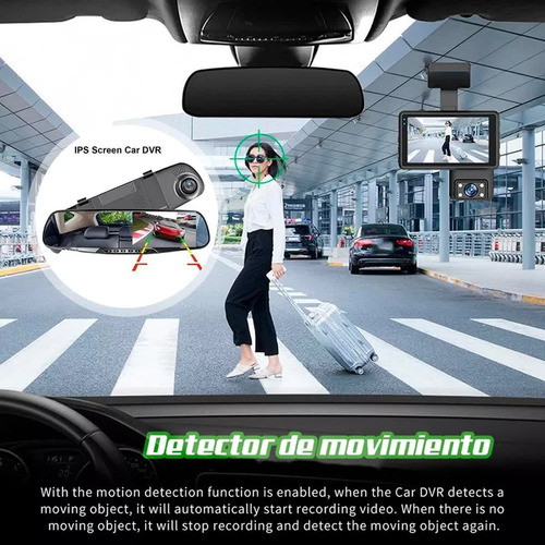 Espejo Retrovisor Dvr Universal 2 Camaras Delantera Reversa