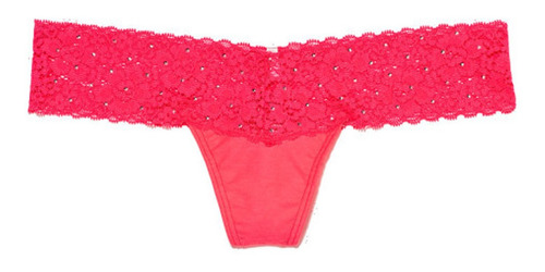 Thong Panty Victoria's Secret Neon Red Lace Trim