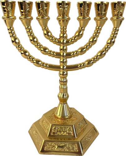 Menorah Holy Land, 7 Brazos, 12 Tribus De Israel, Dorado C