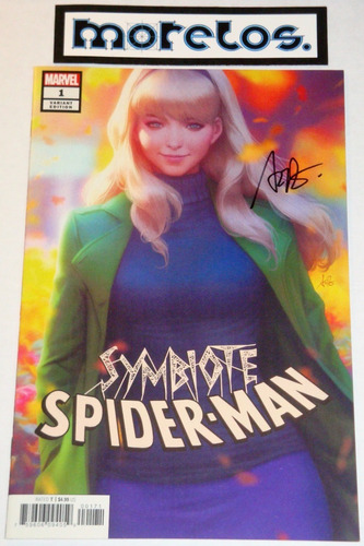 Symbiote Spider-man #1- Firmado X Artgerm Lau- C O A -ingles