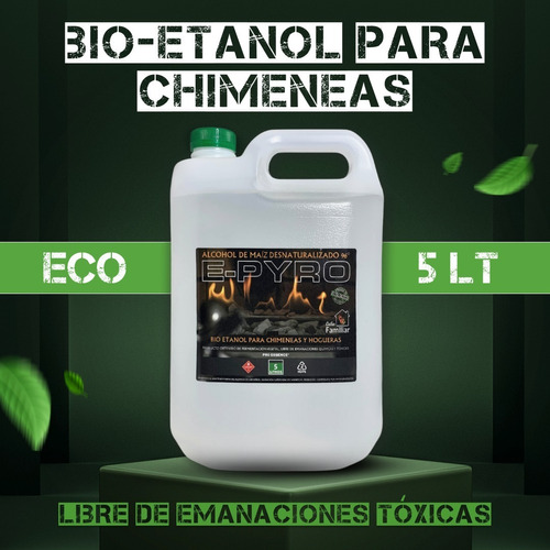 Bio-etanol Para Chimeneas E-pyro 5lt Desnaturalizado 96° Eco