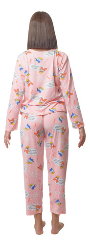 Set 2 Piezas Pantalón Camiseta Pijama De Mujer Estampada Sal