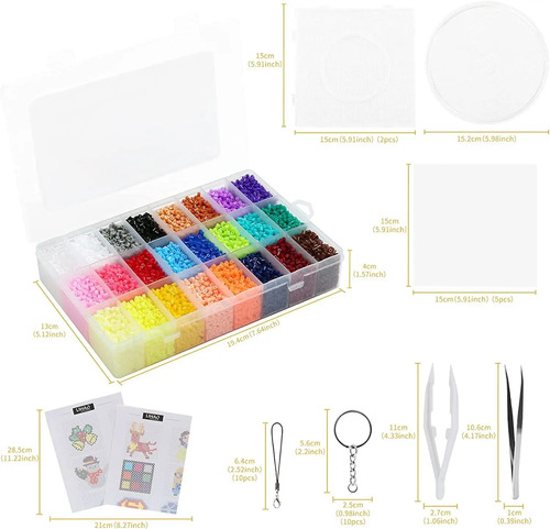 Set De 6300 Cuentas Para Planchar – 24 Colores, Plantillas Y Accesorios – Kit De Perlas Fusibles De 5 Mm Para Manualidades Infantiles