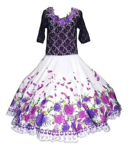 Vestido Mujer Huasa Chinita Fiestas Patrias Violeta Smlxl