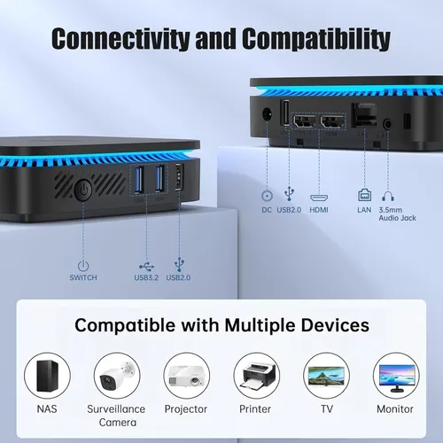 Mini Pc Kamrui Ak1plus N95 Con 8gb Ddr4 Ram 256gb M.2 Ssd