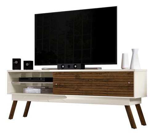 Mueble Para Tv Rack Mesa Organizador Camilo 1.80 Color Blanco Y Marrón