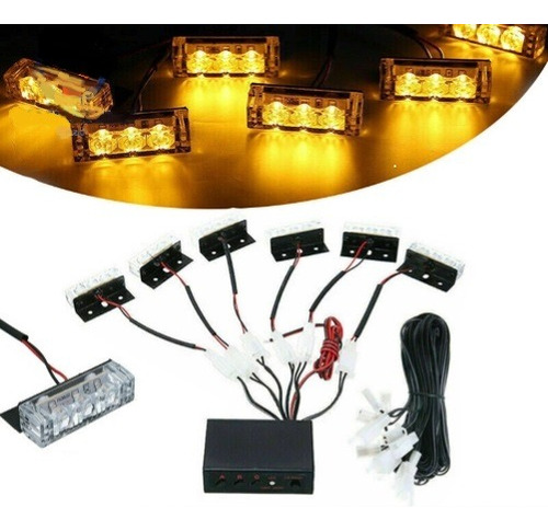 6 Luces De 3 Led Strobo Emerg. Ambar Vehiculos Seguridad