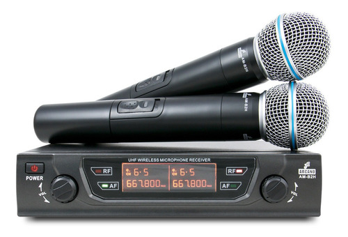  Microfone Uhf Sem Fio Duplo Am-b2h Beta58