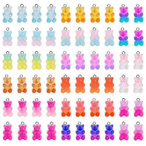 Accesorios  60pcs Gradient 3d Gummy Diy Bear Charms - Resina