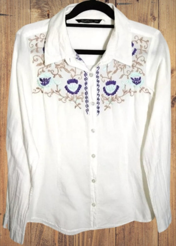 Camisa Bordada Daniel Cassin Talle S/m (Usado)