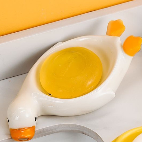 Jabonera O2cute Con Forma De Pato Con Desagüe, Soporte Para