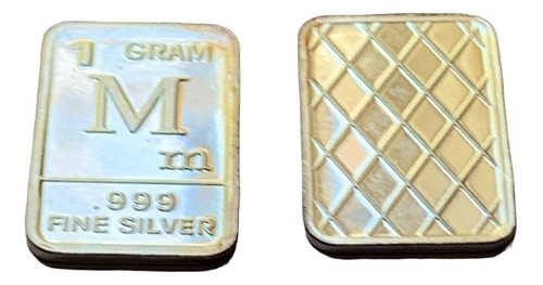 Robmar-moneda Rectangular 1 Gr. Plata Pura 0.999 Y Letra  M